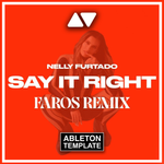 Ableton Live template for Say It Right by Nelly Furtado, remixed by Faros, Afro House style with arranged instruments, effects, and MIDI patterns for music production.